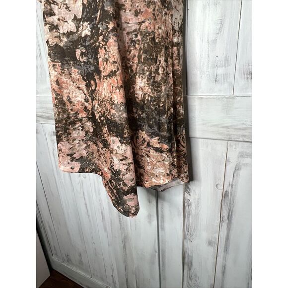 LOGO LORI GOLDSTEIN PINK GRAY FLORAL WATERCOLOR ASYMMETRICAL LIGHT TUNIC TOP XS - Picture 5 of 16